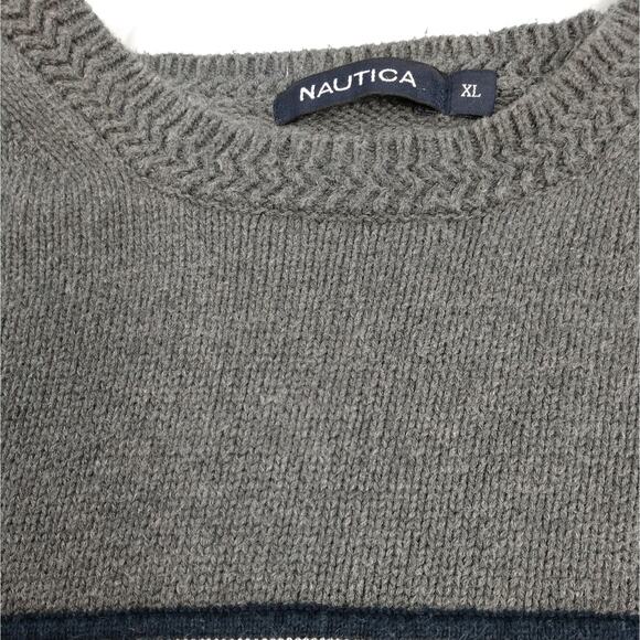 Nautica Classic Grey Sweater with Chest Stripe XL - Picture 3 of 10